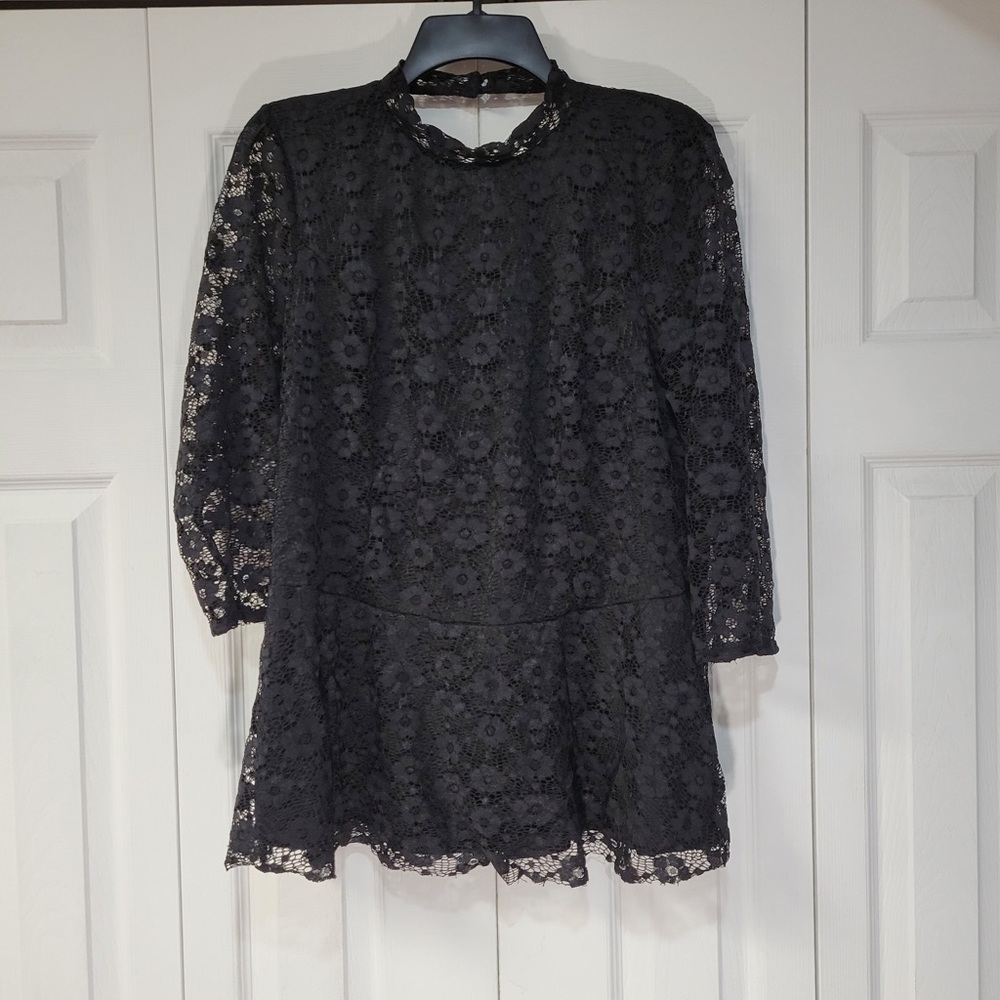 torrid black lace open back top plus size 2x women